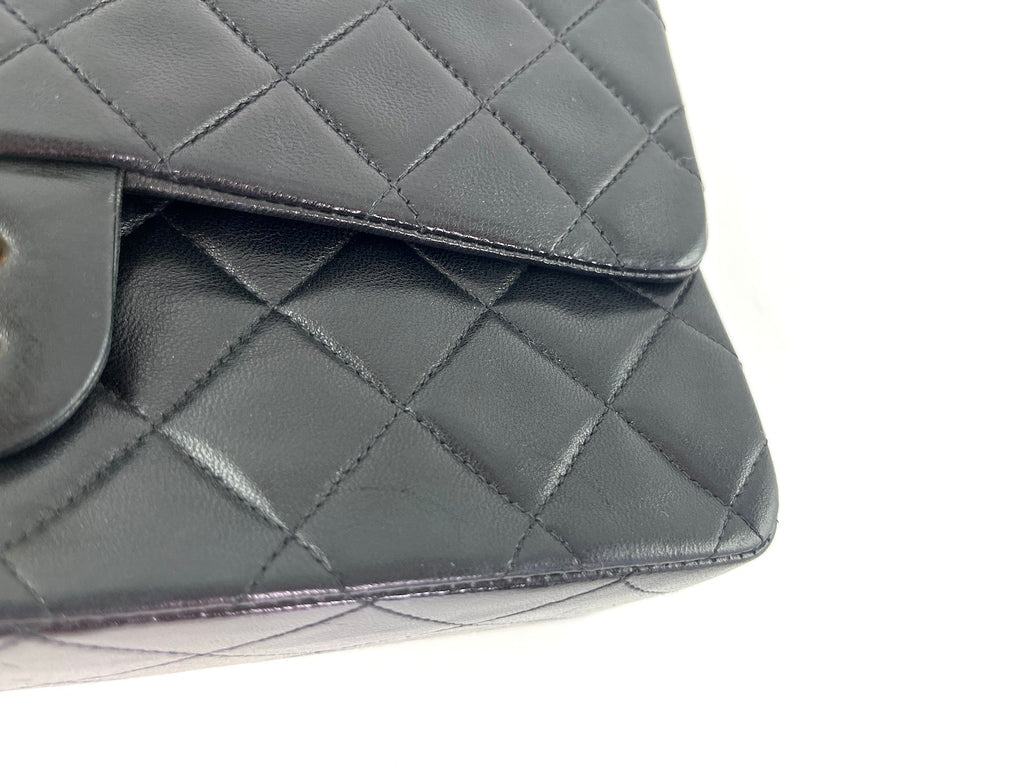Vintage CHANEL Medium Black Leather 1990’s Double Flap Bag