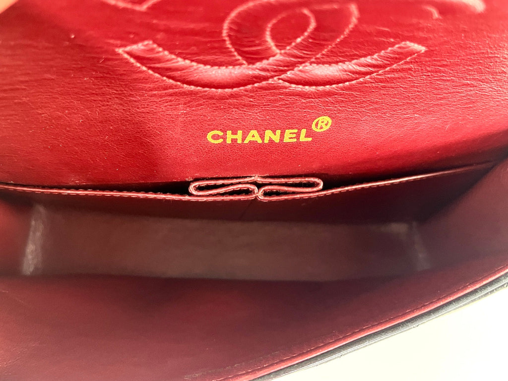 Vintage CHANEL Medium Black Leather 1990’s Double Flap Bag