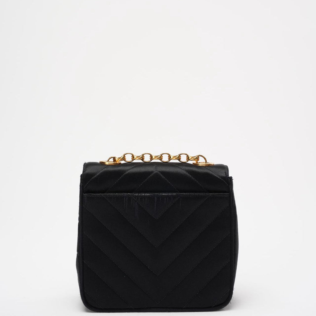 Chanel Timeless Chevron Mini Square Silk Dark Blue