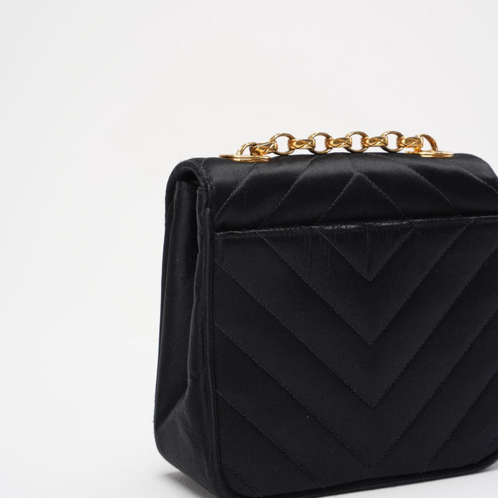 Chanel Timeless Chevron Mini Square Silk Dark Blue