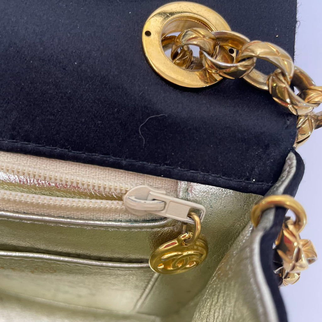 Chanel Timeless Chevron Mini Square Silk Dark Blue