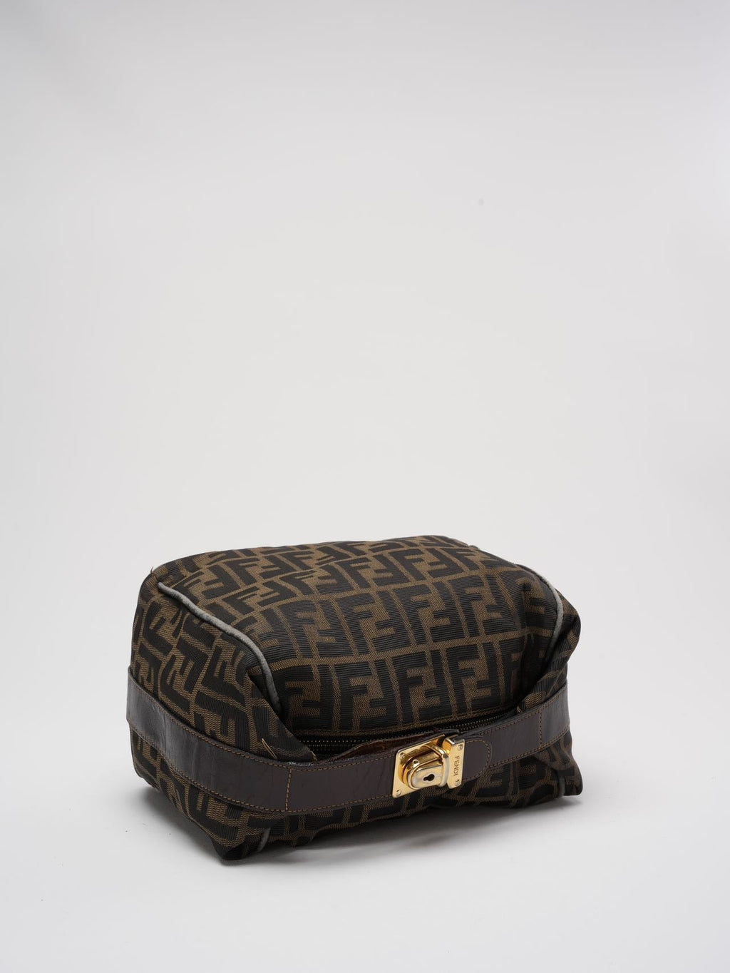 Fendi Black / Brown Vanity Zucca Canvns Cosmetic Bag