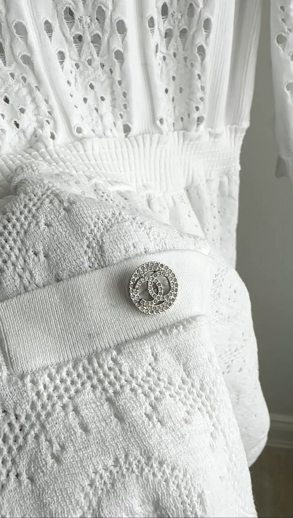 Chanel 20P White Open Knit Dress - FR42 / L