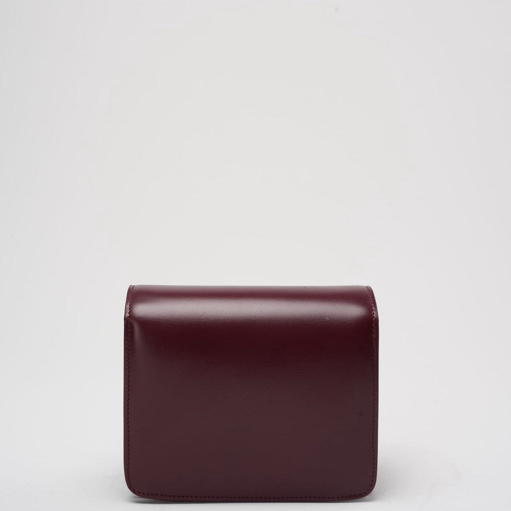 Celine Burgundy Classic Box Small Leather Shoulder Bag