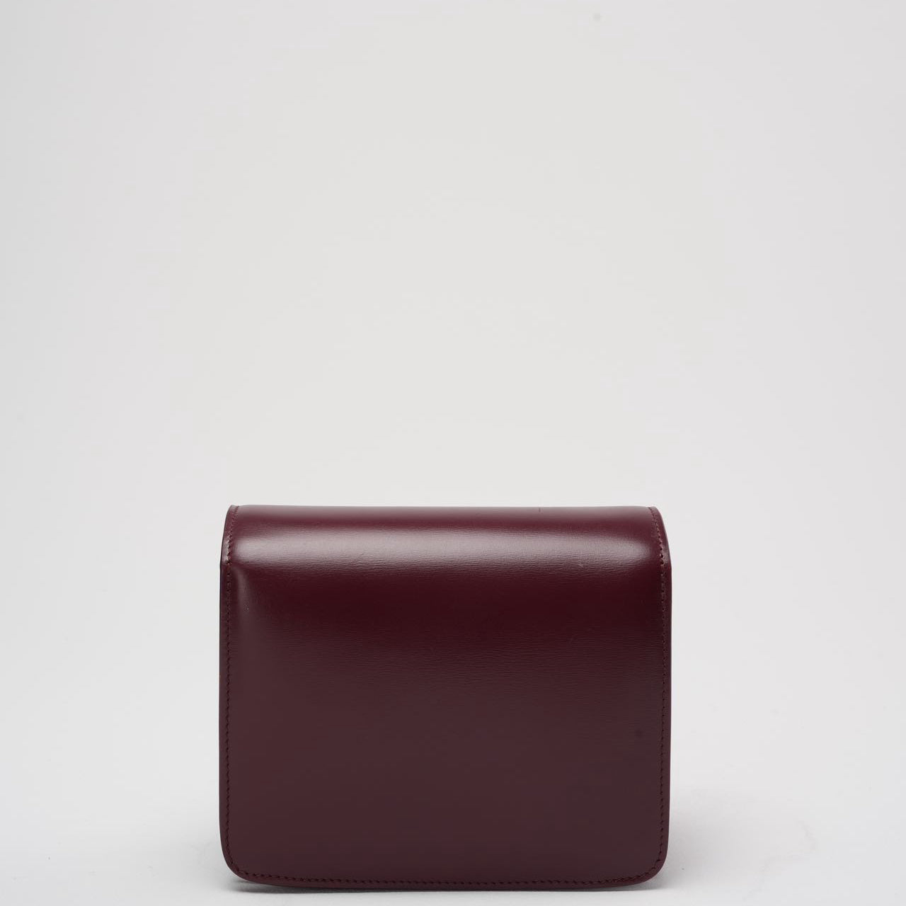 Celine Burgundy Classic Box Small Leather Shoulder Bag