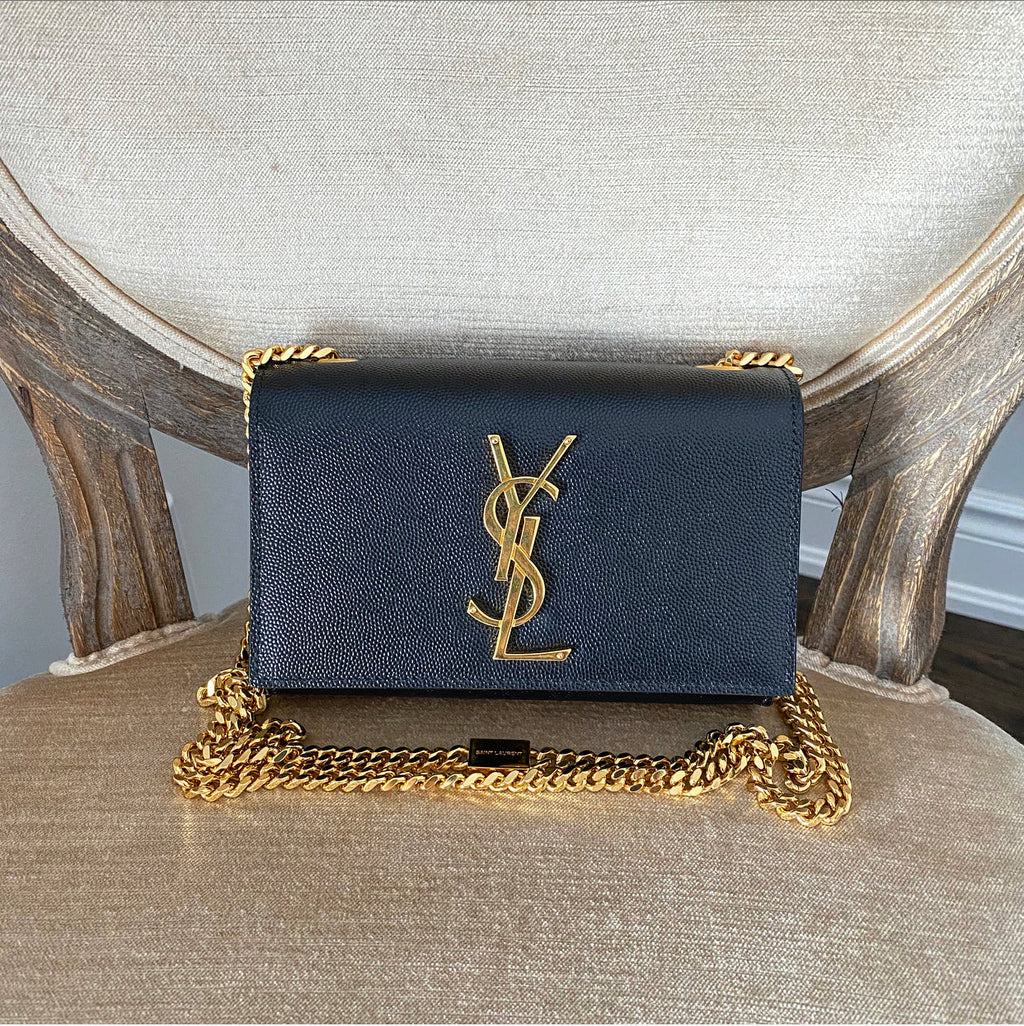 Saint Laurent Black Leather Original Small Chain Crossbody Bag