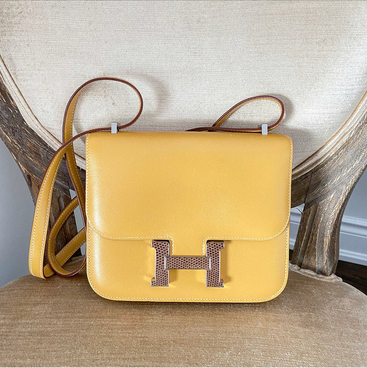 Hermes Limited Edition Bicolor Marquette Constance Mini 18 Lizard