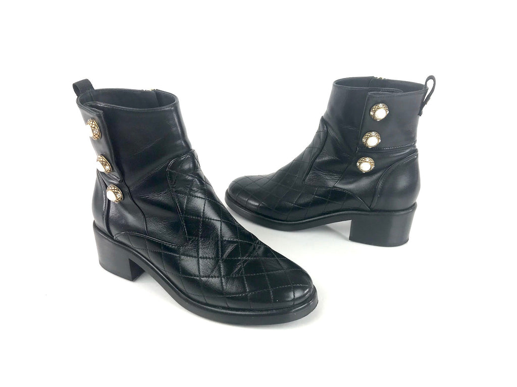 Chanel Quilted Ankle Zip Boots 37