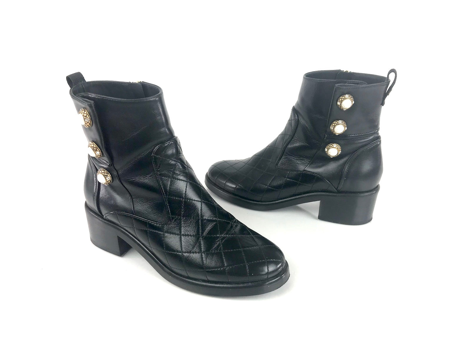 Chanel Quilted Ankle Zip Boots 37