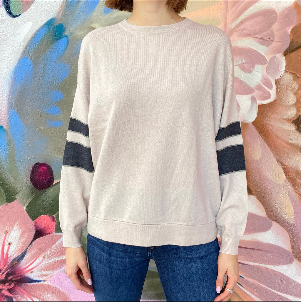 Brunello Cucinelli Pale Pink Cashmere Band Sleeve Sweater - S