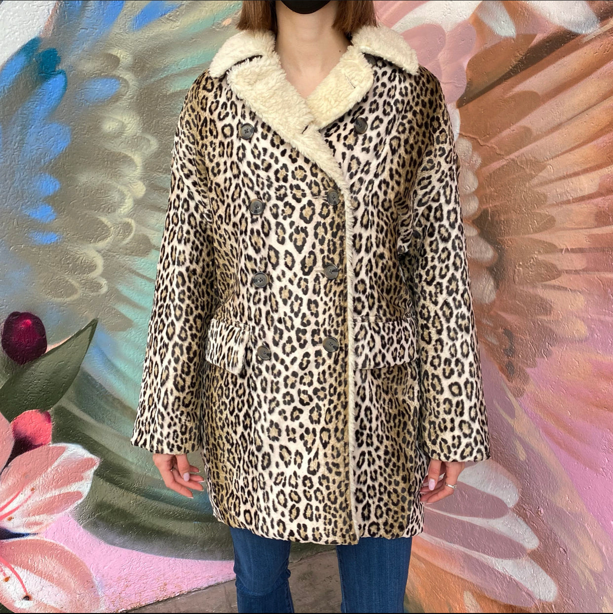 R13 Faux Leopard Fleece Trim Hunting Coat - XS / S