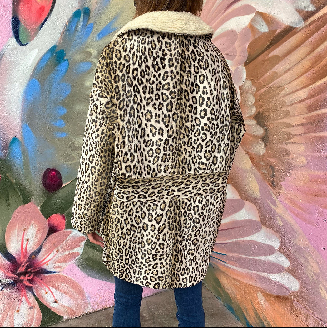 R13 Faux Leopard Fleece Trim Hunting Coat - XS / S