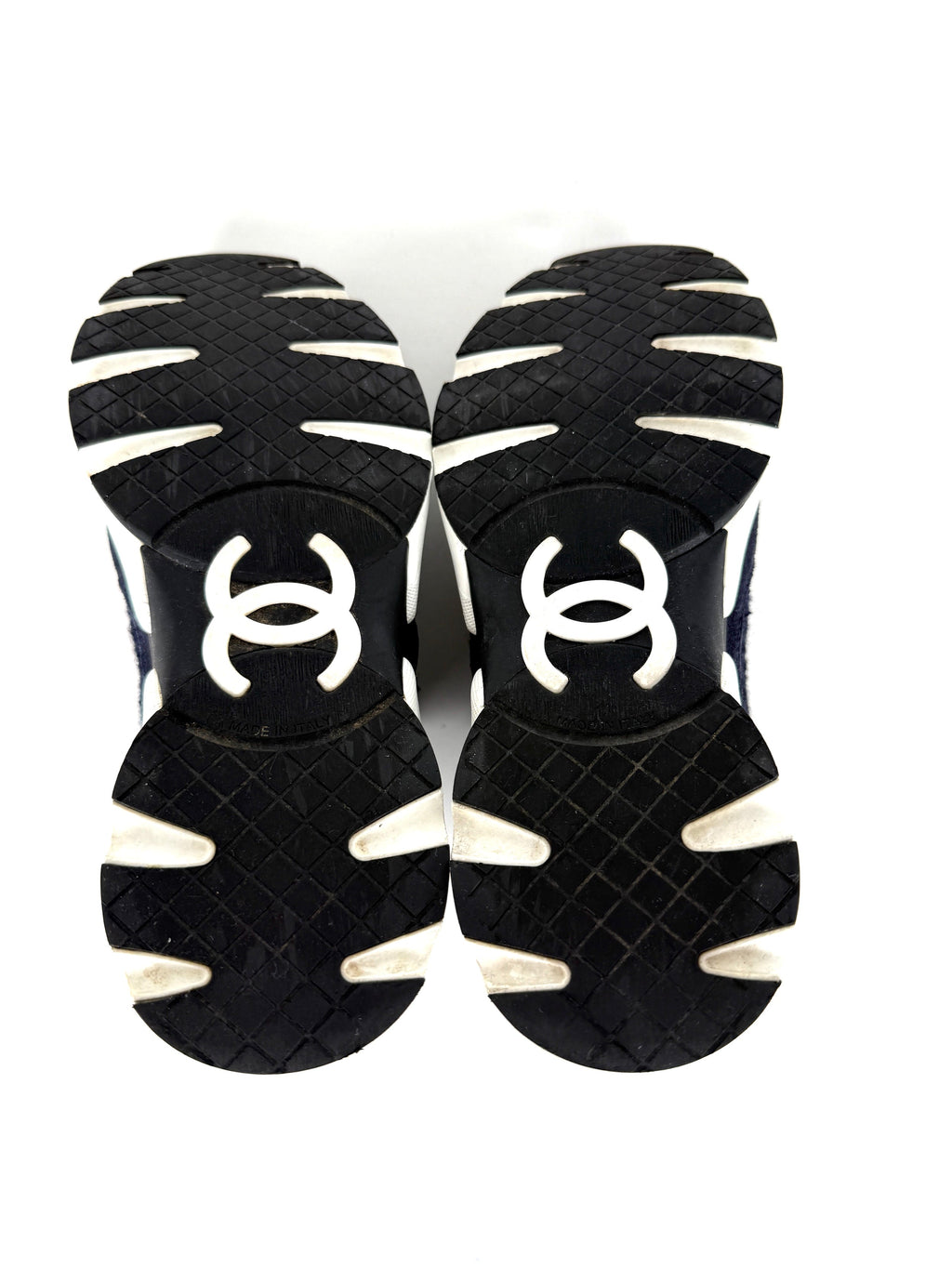CHANEL 24A Navy Blue Black Tweed Sneakers 37, 6