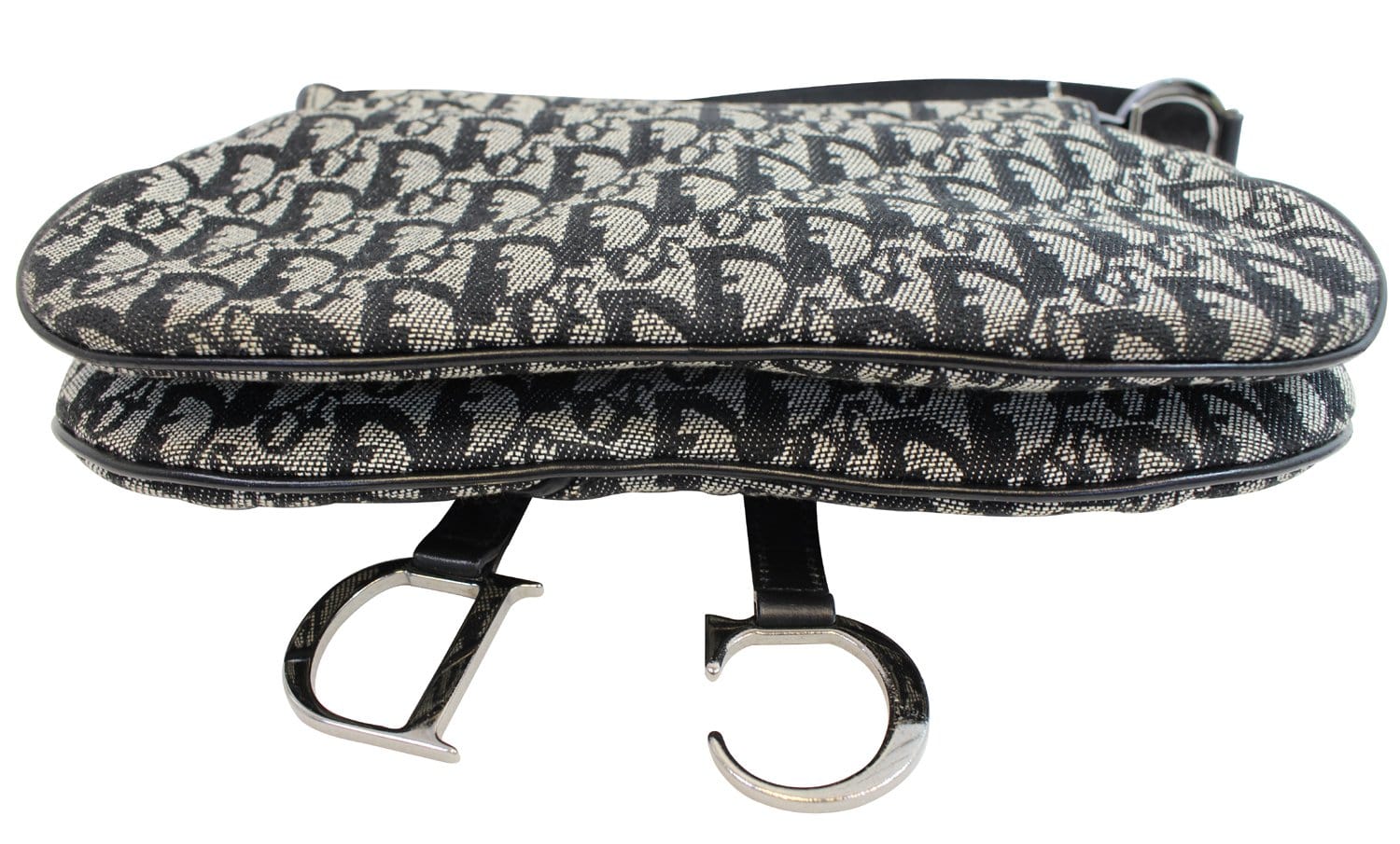 CHRISTIAN DIOR Denim Logo Double Saddle Bag with Pouch