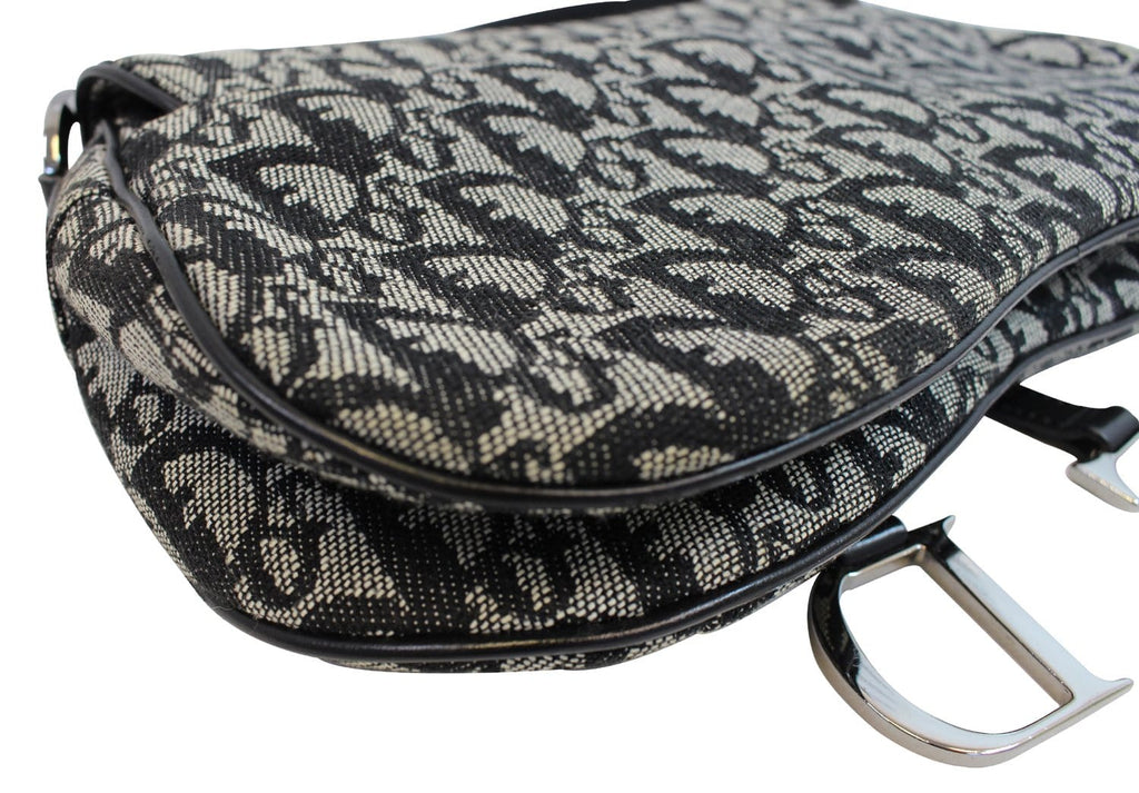 CHRISTIAN DIOR Denim Logo Double Saddle Bag with Pouch