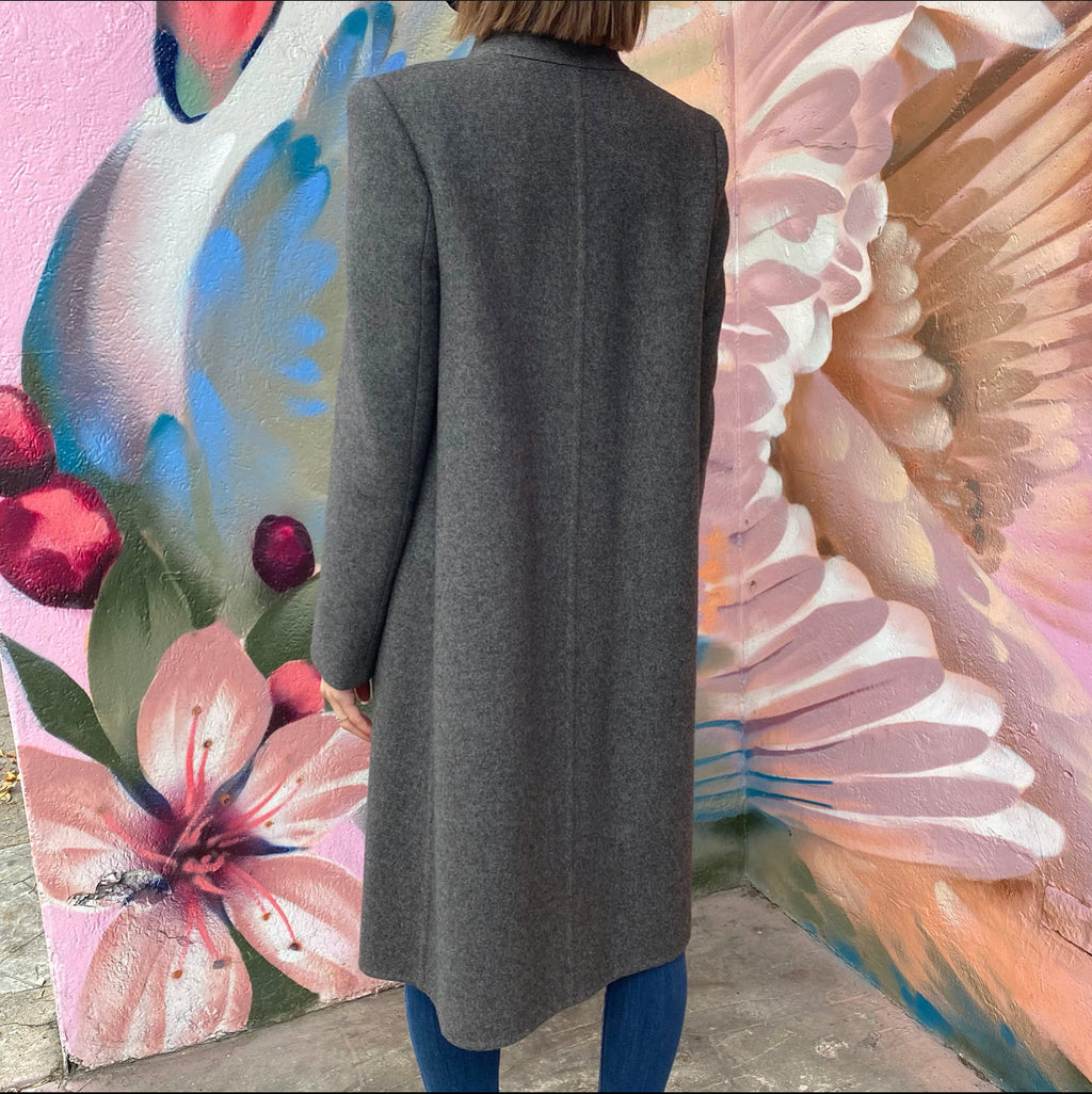 Hermes Cashmere Grey Coat with Leather Closure - FR38