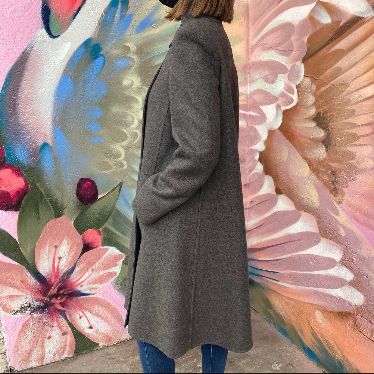Hermes Cashmere Grey Coat with Leather Closure - FR38