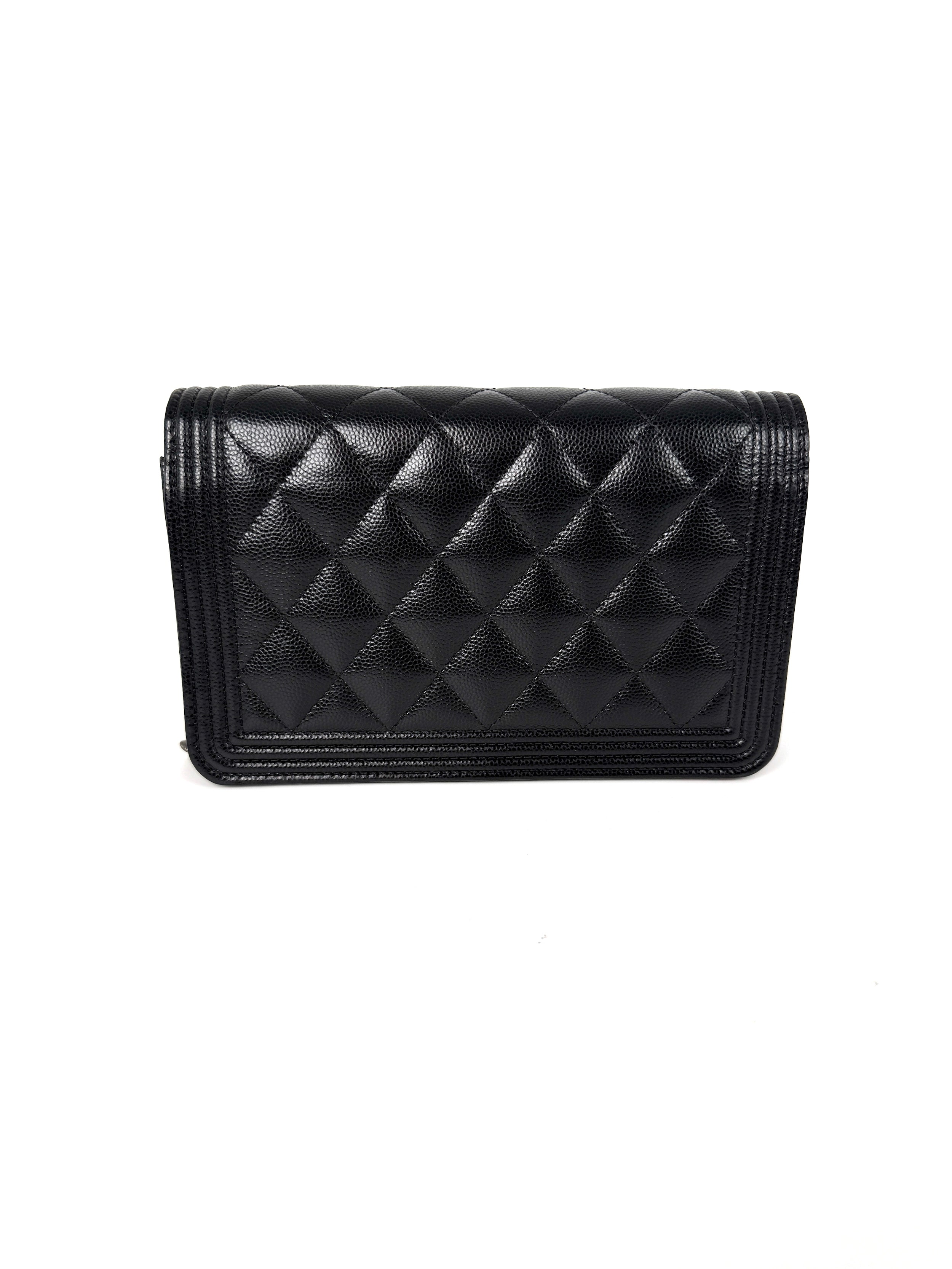 CHANEL Boy Quilted Caviar Leather WOC Wallet on Chain Crossbody Bag