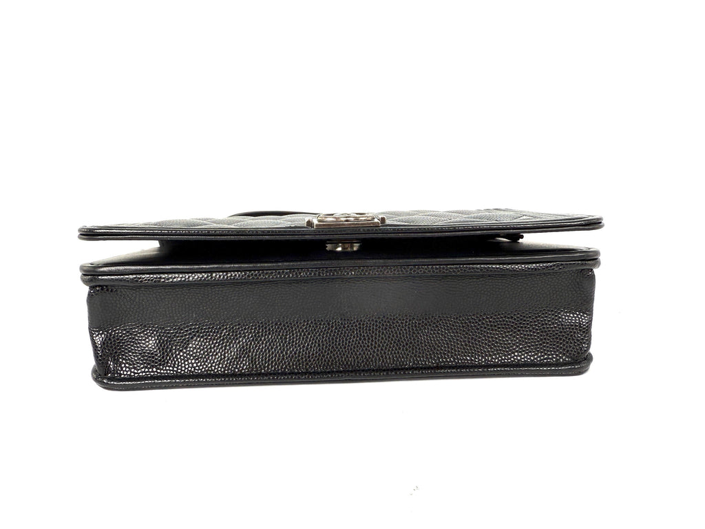 CHANEL Boy Quilted Caviar Leather WOC Wallet on Chain Crossbody Bag