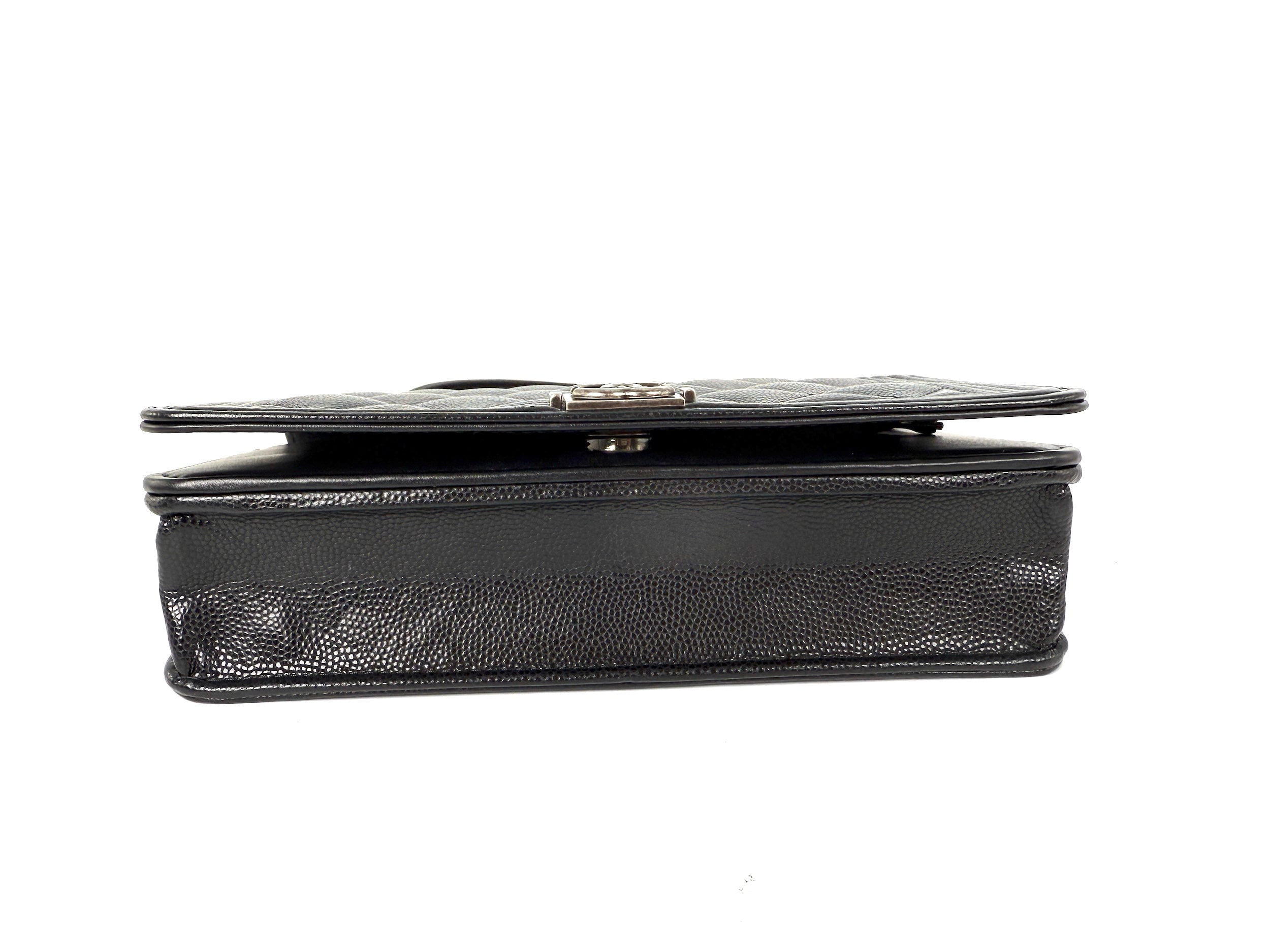 CHANEL Boy Quilted Caviar Leather WOC Wallet on Chain Crossbody Bag