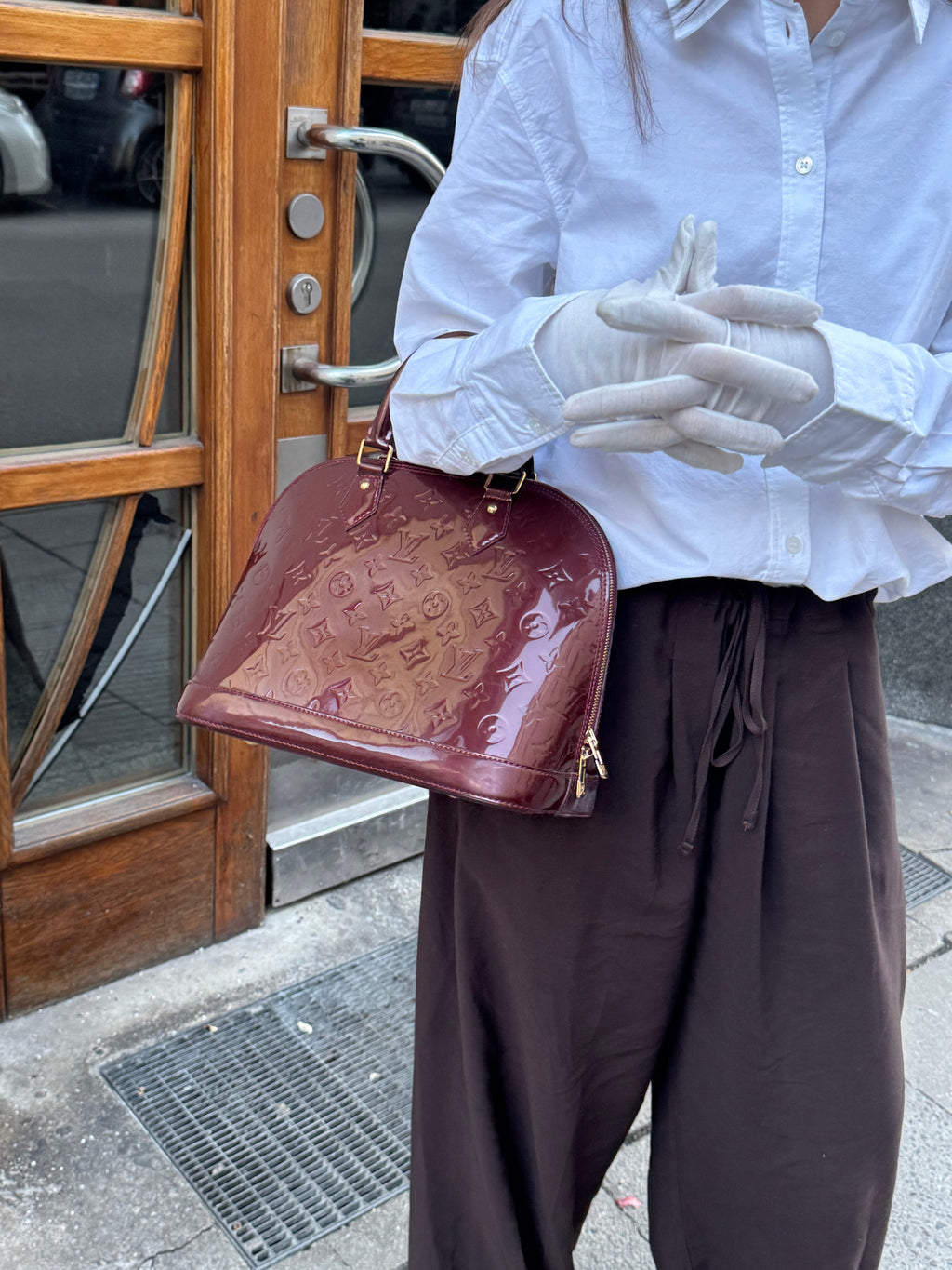 Louis Vuitton Red Monogram Vernis Alma PM Handbag