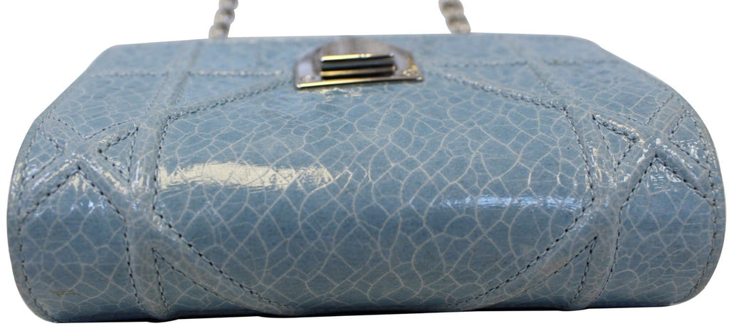 CHRISTIAN DIOR Aqua Blue Leather Mini Diorama Crossbody Bag