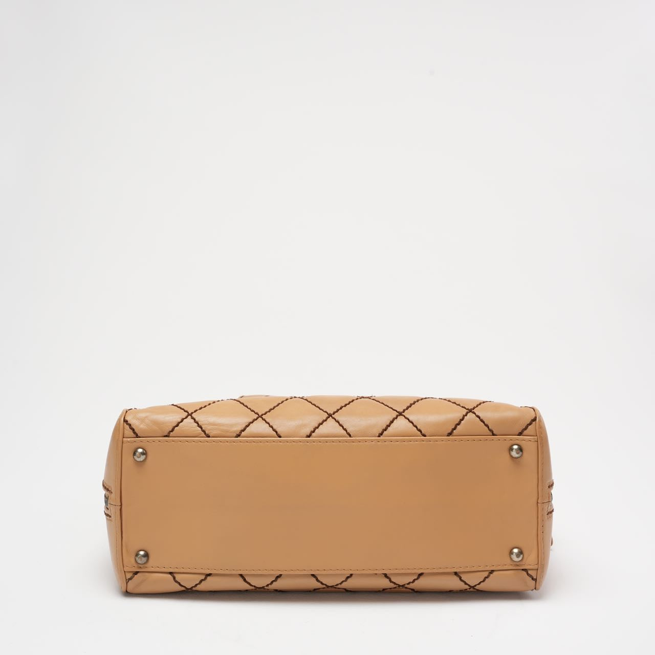 Chanel Contrast Bowler Handbag Beige