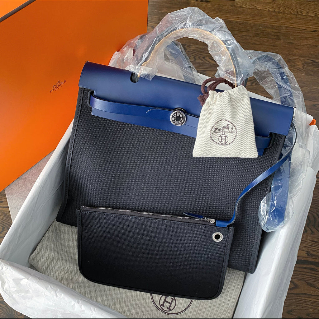 Hermes Blue and Black Herbag Zip 31 - Brand new in box