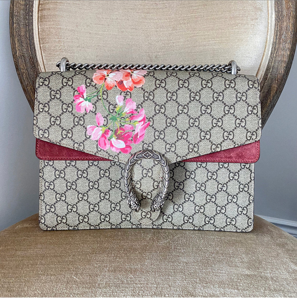 Gucci GG Blooms Dionysus Supreme Medium Pink and Red Bag