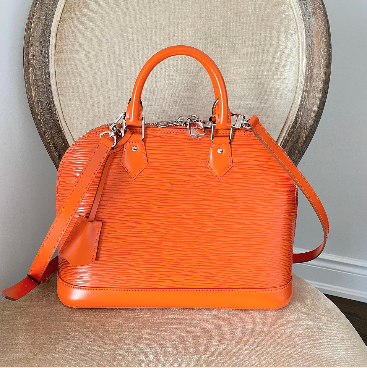 Louis Vuitton Orange Epi Alma PM Silvertone Hardware