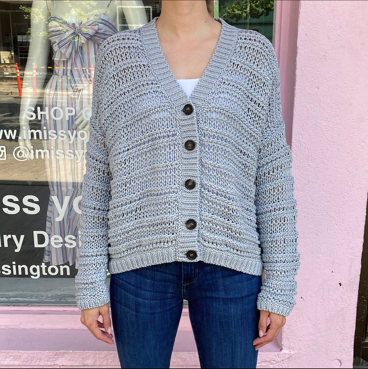 Brunello Cucinelli Light Grey Chunky Knit Oversized igan - S