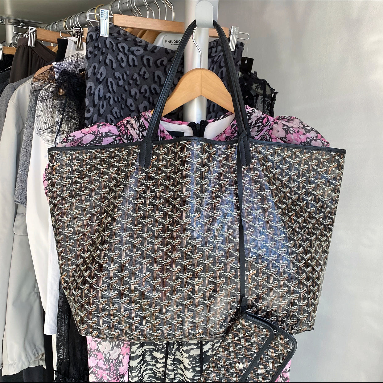 Goyard St. Louis Black Coated Canvas Tote Bag
