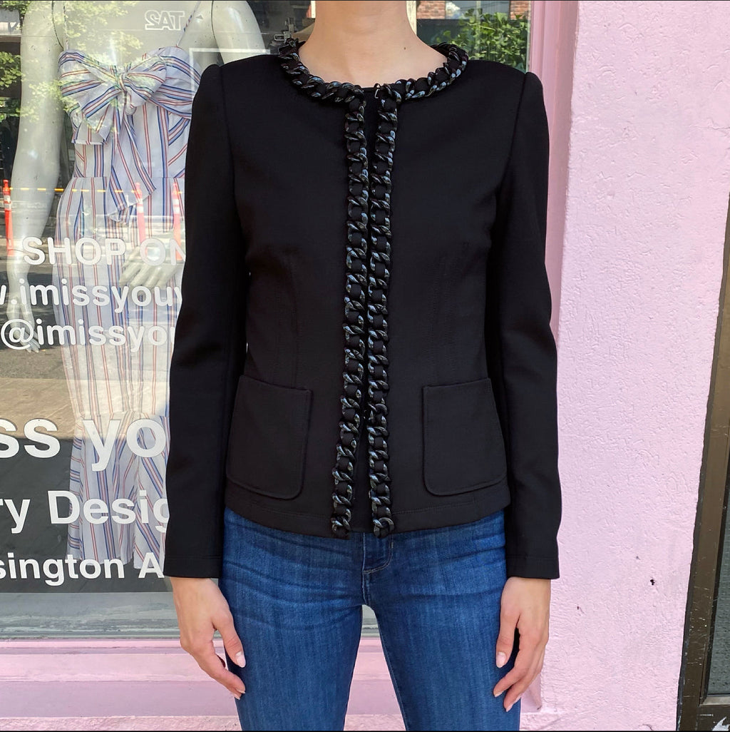 Moschino Cheap & Chic Black Chain Detail Jacket - IT40 / USA 4