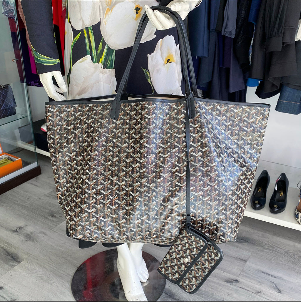 Goyard St. Louis Black Coated Canvas Tote Bag