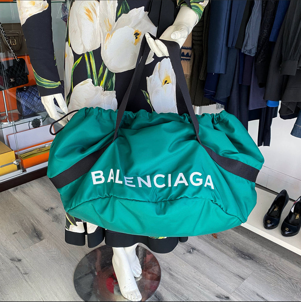Balenciaga Green Nylon Large Wheel Bag