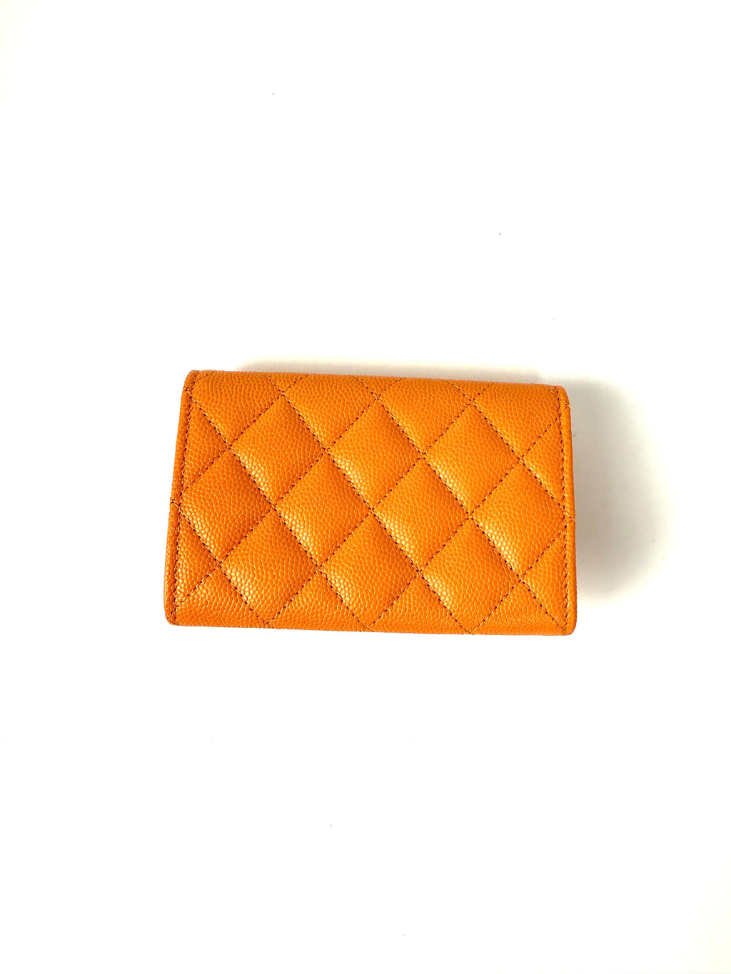 CHANEL 19 Flap Caviar Leather Orange Pink 2024 Compact  Holder Case