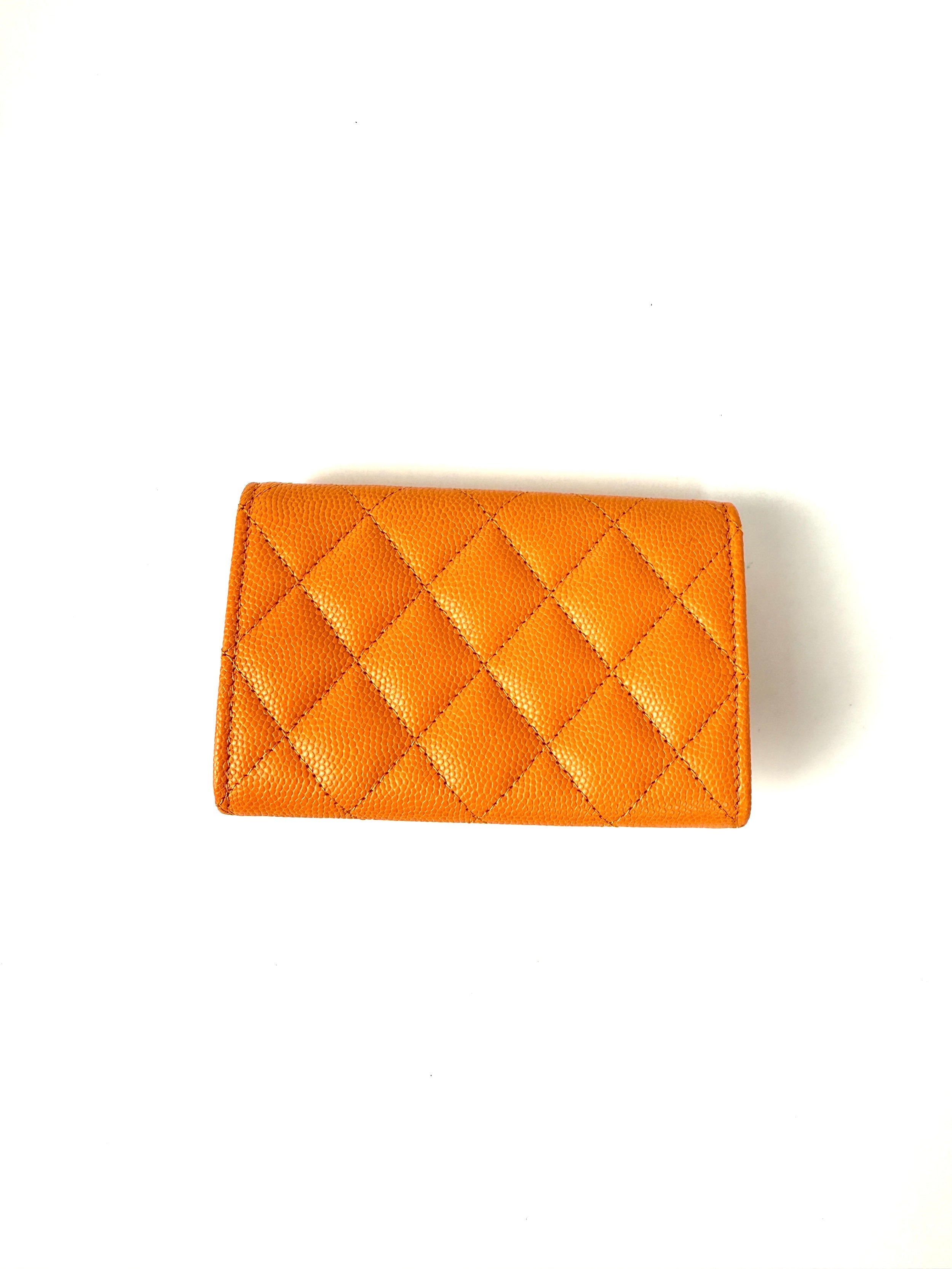 CHANEL 19 Flap Caviar Leather Orange Pink 2024 Compact  Holder Case
