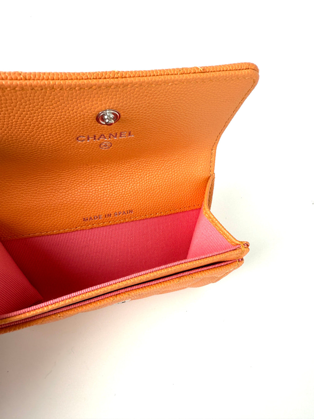 CHANEL 19 Flap Caviar Leather Orange Pink 2024 Compact  Holder Case