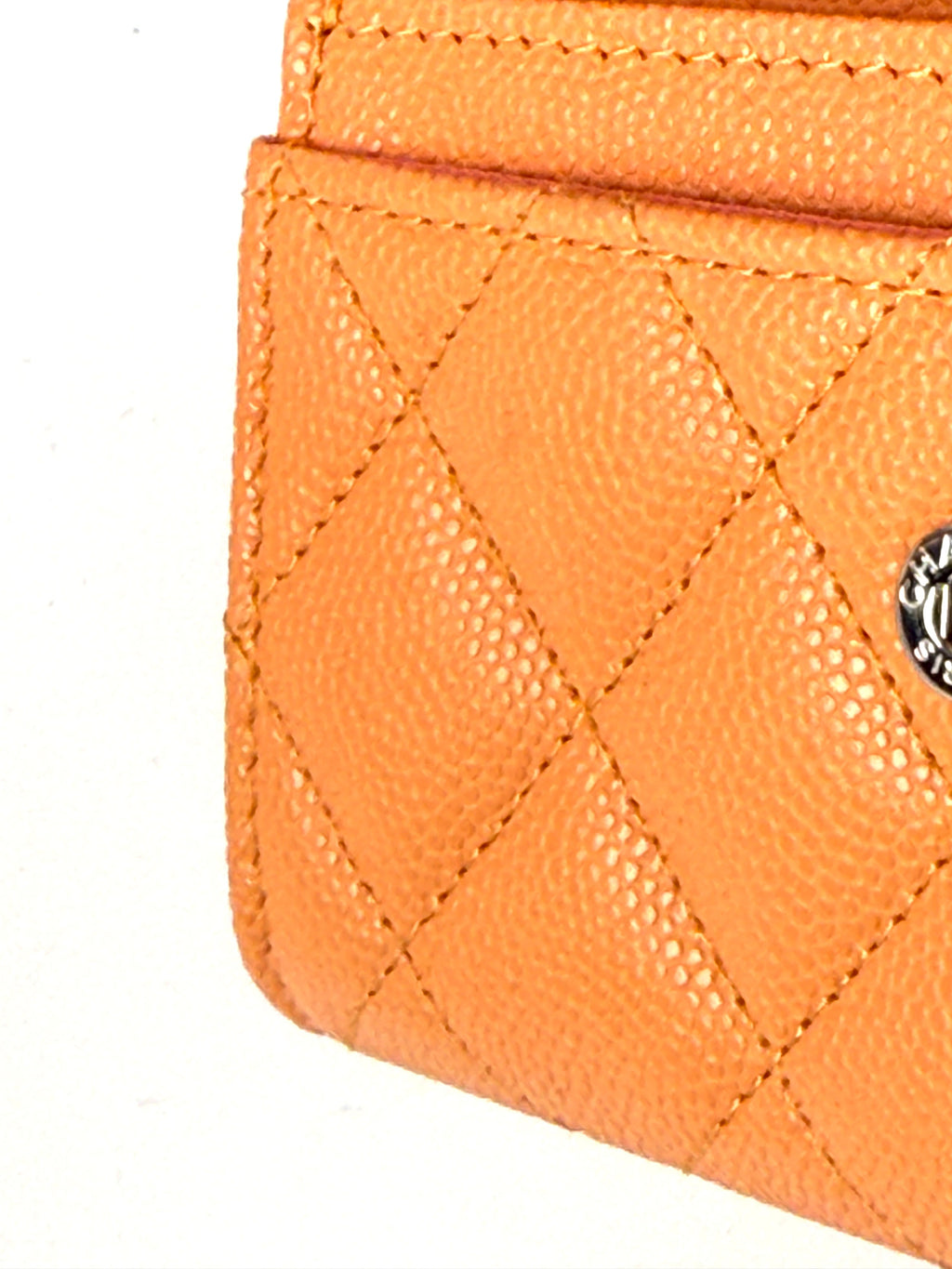 CHANEL 19 Flap Caviar Leather Orange Pink 2024 Compact  Holder Case