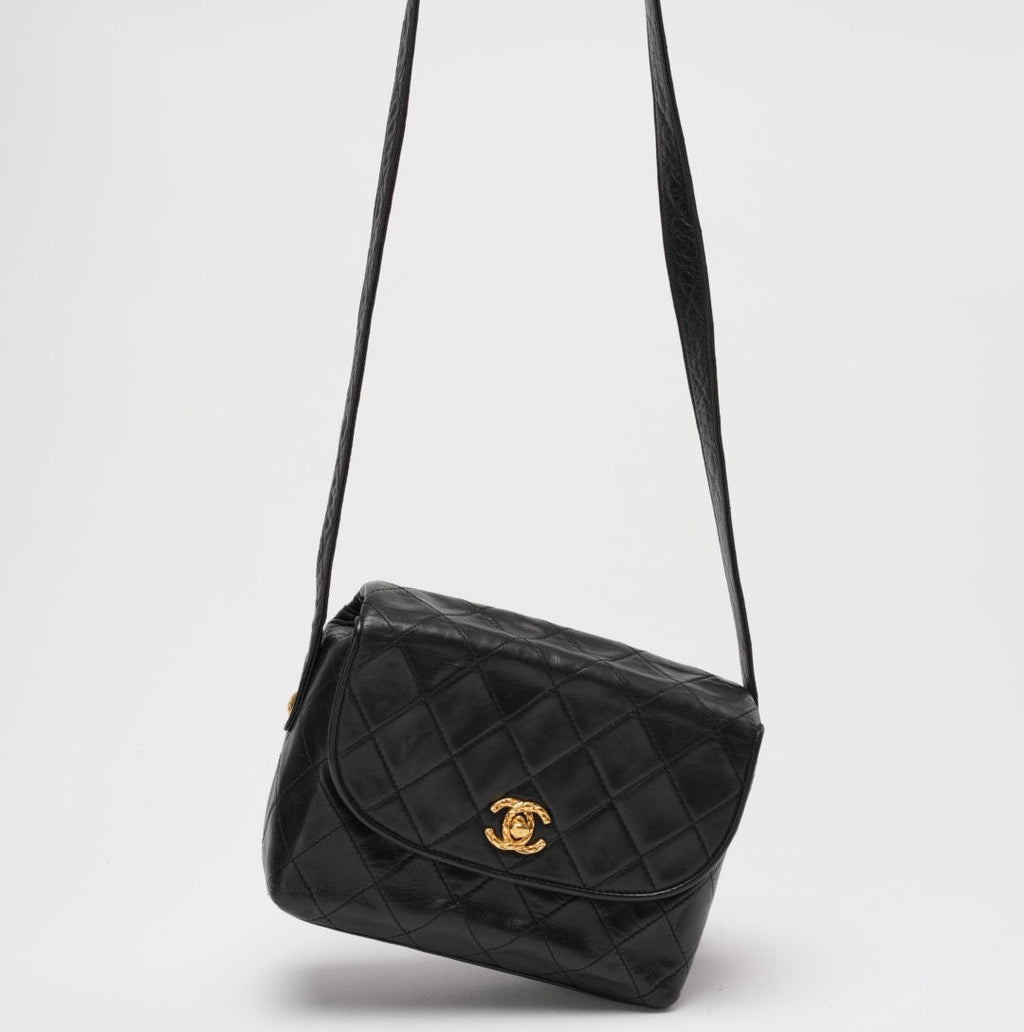 Chanel Vintage Black Lambskin Shoulder Bag