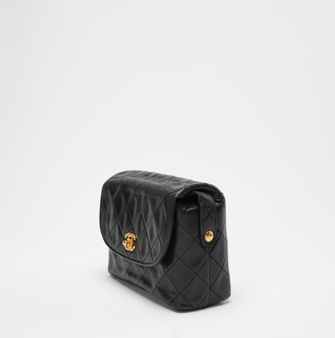 Chanel Vintage Black Lambskin Shoulder Bag
