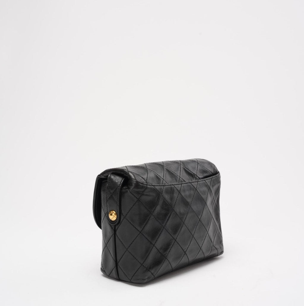 Chanel Vintage Black Lambskin Shoulder Bag