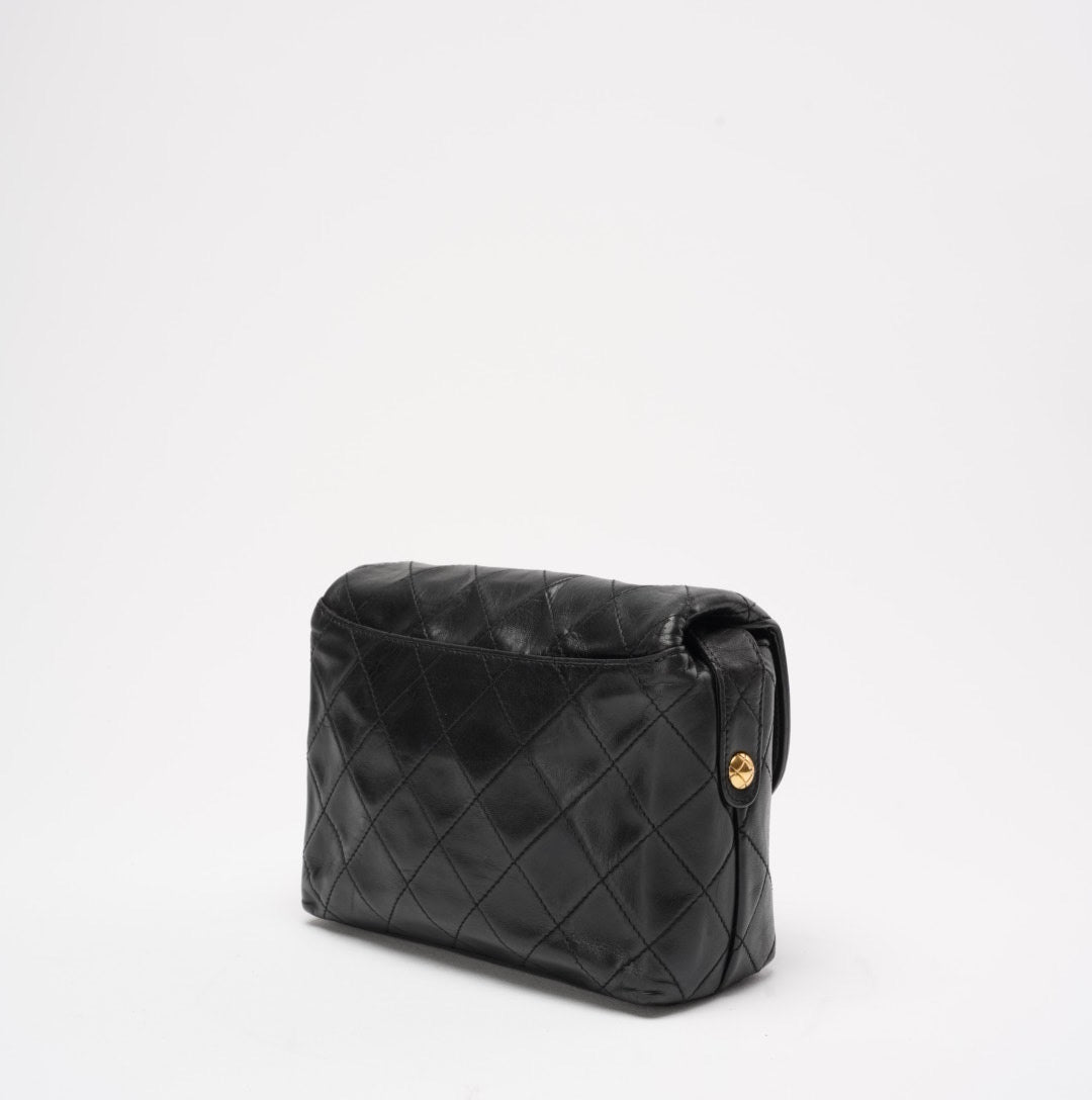 Chanel Vintage Black Lambskin Shoulder Bag