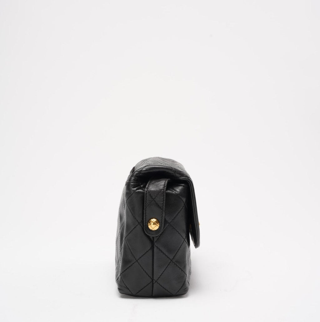 Chanel Vintage Black Lambskin Shoulder Bag