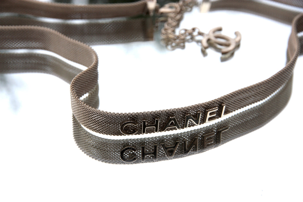 Chanel 2017 Fancy Light Gold Chain Logo Hip Belt 80