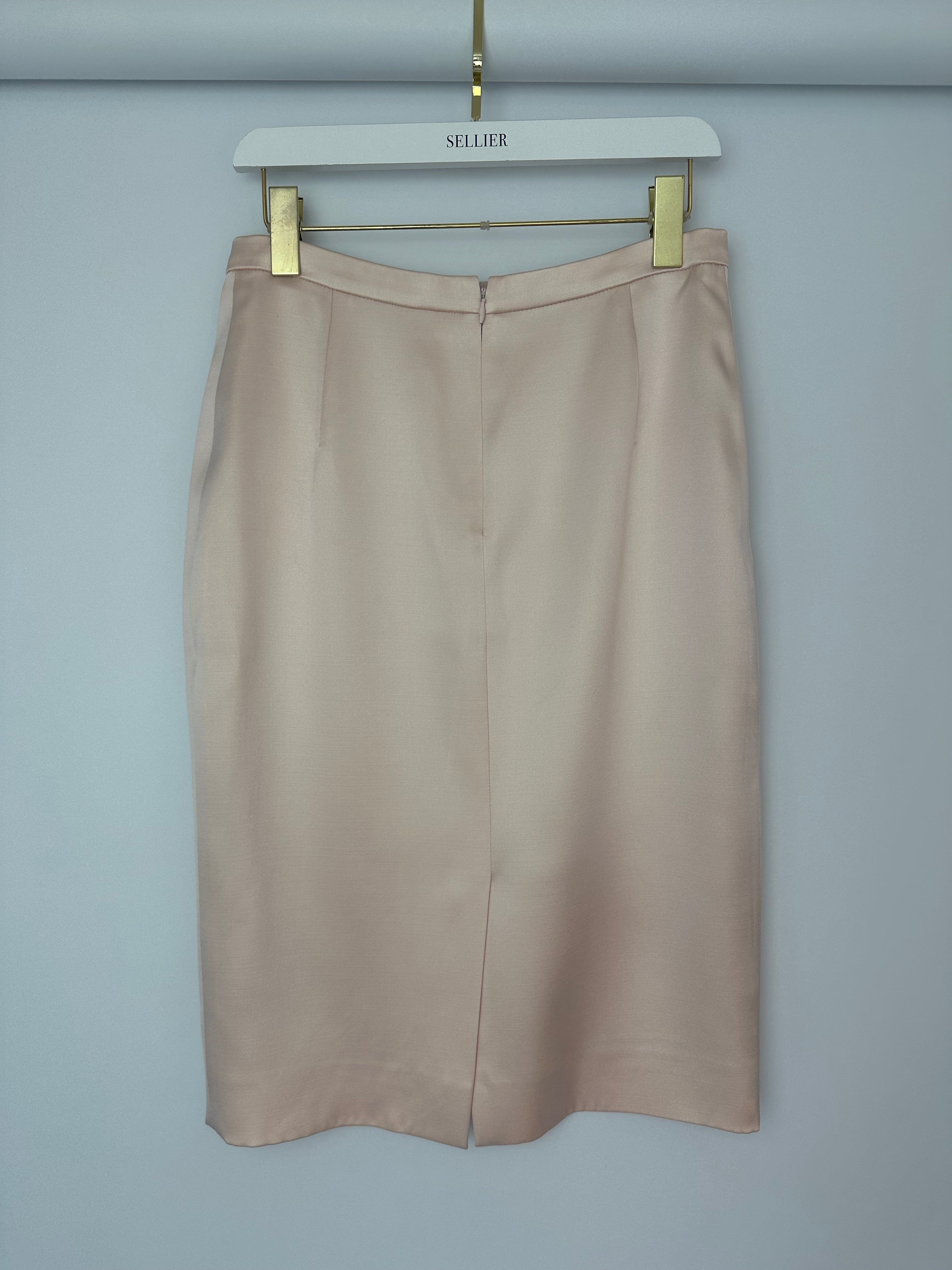Christian Dior Pink Long Sleeve Top with Bow Detail and Matching Skirt Size FR 40 (UK 12)