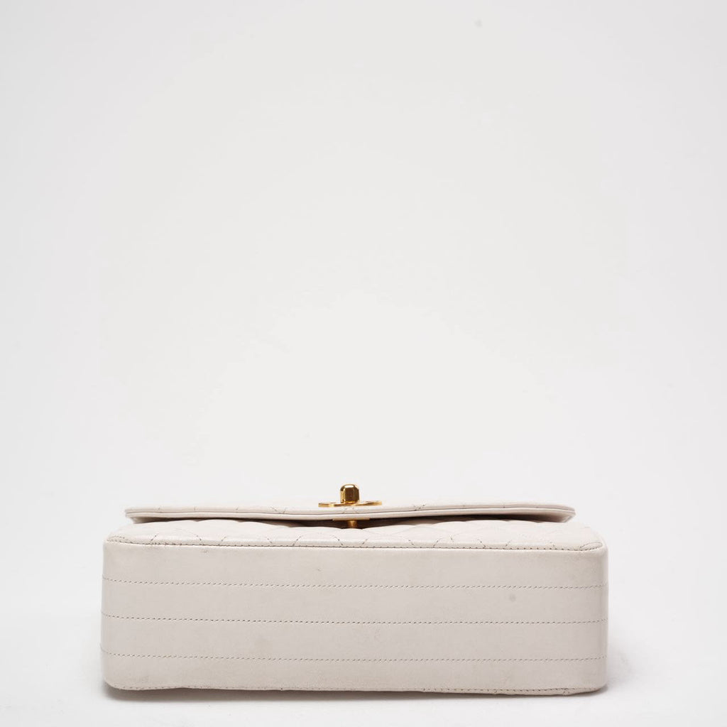 Chanel Vintage Diana Flap Bag White Leather 24K Gold