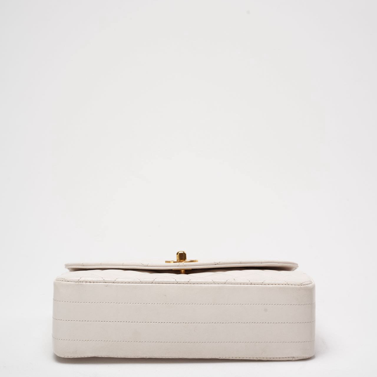 Chanel Vintage Diana Flap Bag White Leather 24K Gold