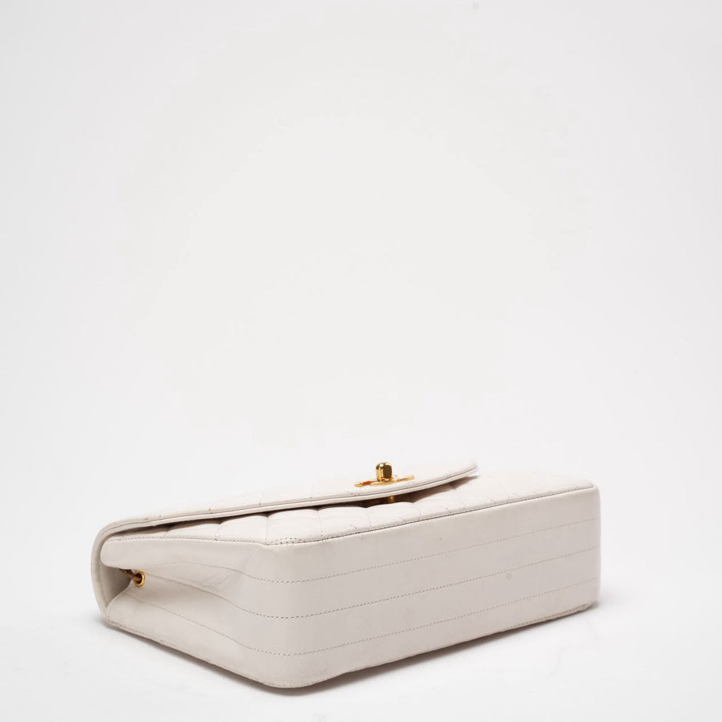 Chanel Vintage Diana Flap Bag White Leather 24K Gold