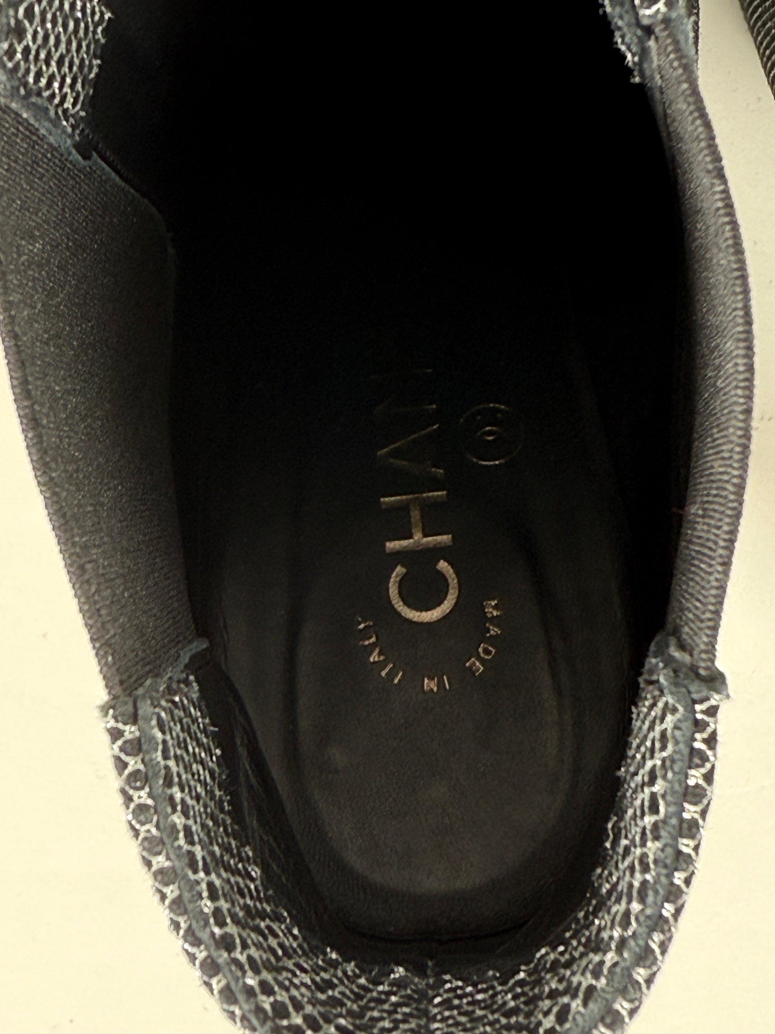 CHANEL Black Silver Tweed CC Logo Ankle Booties Boots 40 9.5